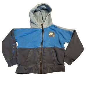 Nike Youth Hooded Full Zip Sweatshirt Jacket Unisex Size 6 M Blue Pockets Logo